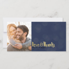 Navy & Gold Wedding Foto Liebe & Vielen Dank Dankeskarte