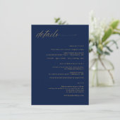 Navy Gold Wedding Soft Delicate Romantische Detail Begleitkarte (Stehend Vorderseite)