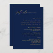 Navy Gold Wedding Soft Delicate Romantische Detail Begleitkarte (Vorne/Hinten)