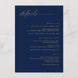 Navy Gold Wedding Soft Delicate Romantische Detail Begleitkarte
