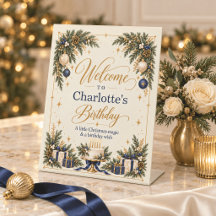 Navy Gold Weihnachts-Geburtstags-Willkommensschild