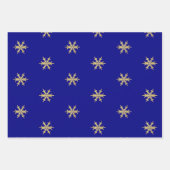 Navy Gold Weihnachtsbaum Snowflake Wavy Lines Geschenkpapier Set (Vorderseite 3)