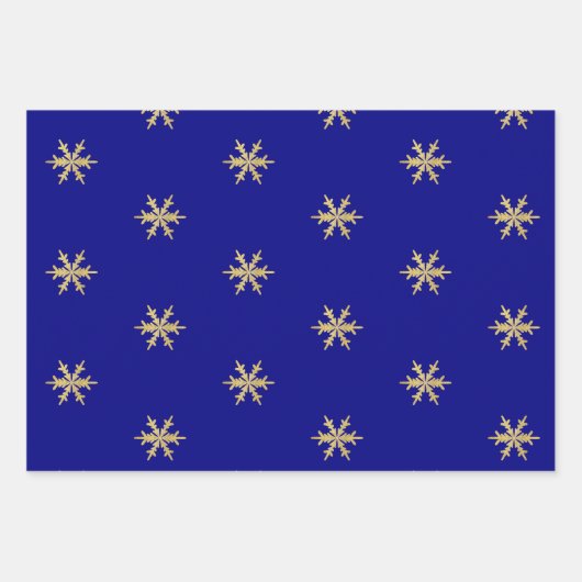 Navy Gold Weihnachtsbaum Snowflake Wavy Lines Geschenkpapier Set (Vorderseite 3)