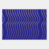 Navy Gold Weihnachtsbaum Snowflake Wavy Lines Geschenkpapier Set (Vorderseite 2)