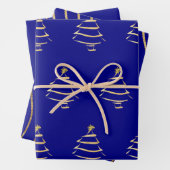Navy Gold Weihnachtsbaum Snowflake Wavy Lines Geschenkpapier Set (Beispiel)