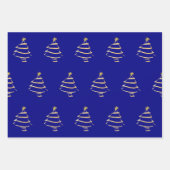Navy Gold Weihnachtsbaum Snowflake Wavy Lines Geschenkpapier Set (Vorderseite)
