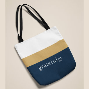 Navy Gold Weiß Gestreift Positive Affirmation Tasche