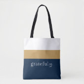 Navy Gold Weiß Gestreift | Positive Affirmation Tasche (Vorderseite)