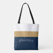 Navy Gold Weiß Gestreift | Positive Affirmation Tasche (Rückseite)