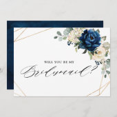 Navy Gold Weiße Elfenbeinküste wird meine Bridesma Einladung (Vorne/Hinten)