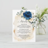 Navy Gold Weißer Champagner Elfenbeinküste Rose De Begleitkarte (Stehend Vorderseite)