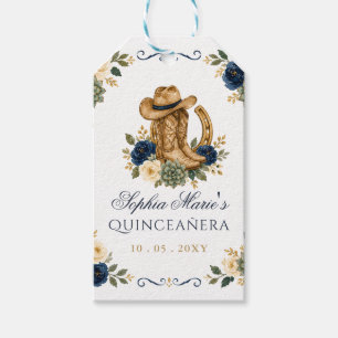 Navy Gold Western Pferd Floral Charra Quinceañera Geschenkanhänger