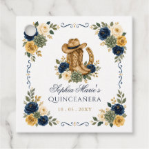 Navy Gold Western Pferd Floral Charra Quinceañera