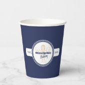Navy & Gold Whisk Koch Catering Bäckerei Pappbecher (Rückseite)