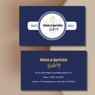 Navy & Gold Whisk Koch Catering Bäckerei Visitenkarte