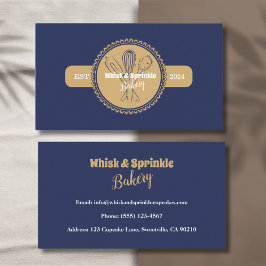 Navy & Gold Whisk Koch Catering Bäckerei Visitenkarte
