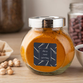 Navy & Gold Whisky Muster | Koch Caterer Baker Quadratischer Aufkleber