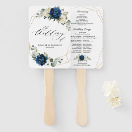 Navy Gold White Champagne Ivory Geometric Programm Fächer