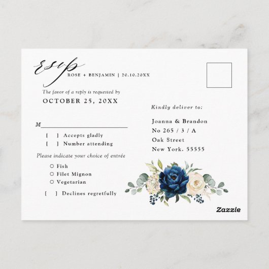 Navy Gold White Champagne Ivory Geometric UAWG Postkarte (Rückseite)