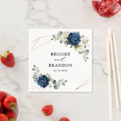 Navy Gold White Champagne Ivory Geometric Wedding Serviette (Beispiel)