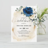 Navy Gold White Champagne Ivory Rose Brautparty Einladung (Stehend Vorderseite)