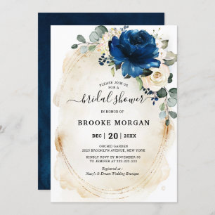 Navy Gold White Champagne Ivory Rose Brautparty Einladung