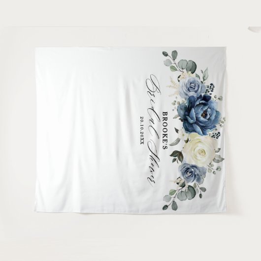 Navy Gold White Ivory Geometric Brautparty Tape Wandteppich (Vorderseite (Horizontal))