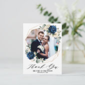 Navy Gold White Ivory Geometric Wedding Vielen Dan Postkarte (Stehend Vorderseite)