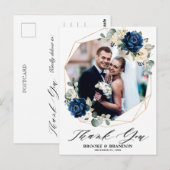 Navy Gold White Ivory Geometric Wedding Vielen Dan Postkarte (Vorne/Hinten)