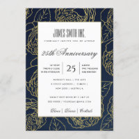 NAVY GOLD WHITE ROSE FLORAL CORPORATE PARTY EVENT