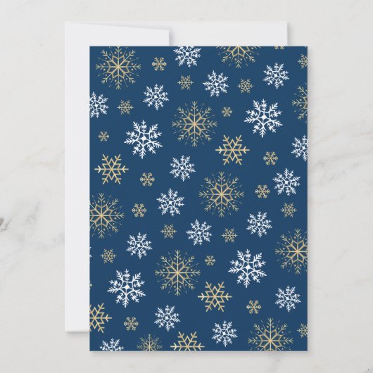 Navy Gold White Snowflake Office Weihnachts-Party Einladung (Rückseite)