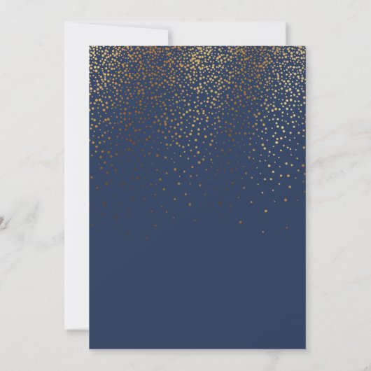 Navy & Gold Wir Got Verheiratet Confetti Empfang Einladung (Rückseite)