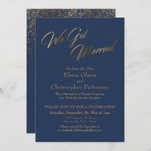 Navy & Gold Wir Got Verheiratet Confetti Empfang