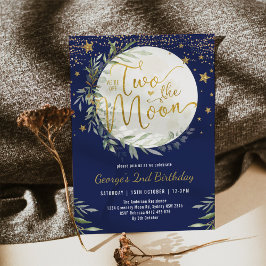 Navy Gold Zwei der Mond Boy 2. Geburtstag Einladung