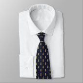 Navy Golden Ananas Tropical Muster Krawatte (Gebunden)