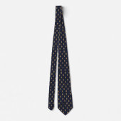 Navy Golden Ananas Tropical Muster Krawatte (Rückseite)