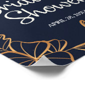 Navy & golden floral Bridal Shower Poster (Ecke)