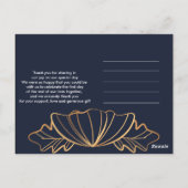 Navy & golden floral Vielen Dank Postkarte (Rückseite)