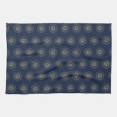 Navy | Golden Zinnia Flower Medallions Geschirrtuch (Horizontal)