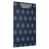 Navy | Golden Zinnia Flower Medallions Klemmbrett (Rechts)
