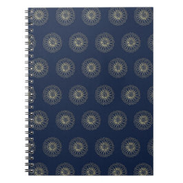 Navy | Golden Zinnia Flower Medallions Notizblock