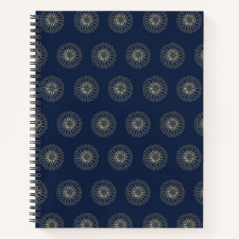 Navy | Golden Zinnia Flower Medallions Notizblock