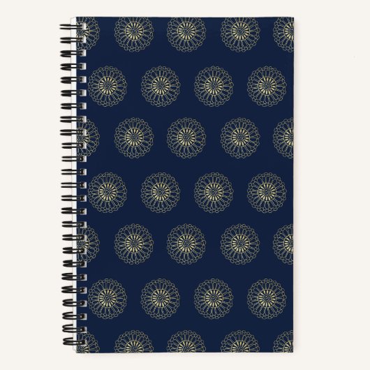 Navy | Golden Zinnia Flower Medallions Notizblock (Vorderseite)