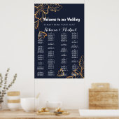 Navy & goldene Blumen Poster (Küche)