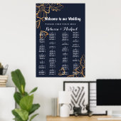 Navy & goldene Blumen Poster (Heimbüro)