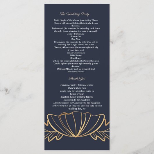 Navy & goldene Blumen Programm (Rückseite)