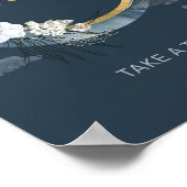 Navy Goldfolienmond Pampas boho Blumenfavoriten Poster (Ecke)