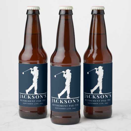Navy Golf Themed Retirement Par-T Bierflaschenetikett (Flaschen)