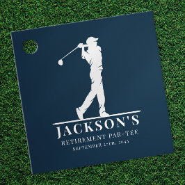 Navy Golf Themed Retirement Par-T Geschenkanhänger