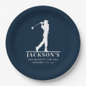 Navy Golf Themed Retirement Par-T Pappteller (Vorderseite)